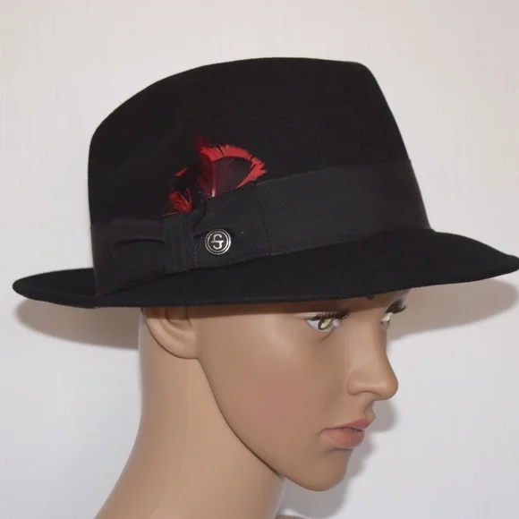 Stetson Black Fedora with Feather Accent Stetson Night Sky S - Wide Brim Fedora Wool Felt Cowgirl Hat  main image 2